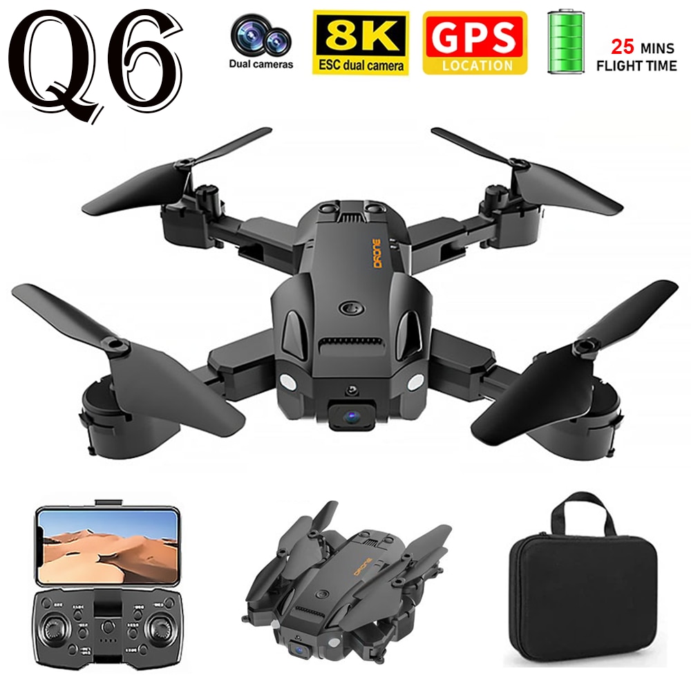 Q6 RC 드론 5G 와이파이 GPS 드론, 전문가용 8K HD 듀얼 카메라, FPV 장애물 회피 헬리콥터, 접이식 쿼드콥터, RC 거리 500m